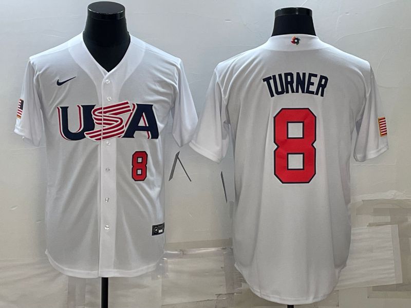 Men 2023 World Cub USA #8 Turner White Nike MLB Jersey4->more jerseys->MLB Jersey